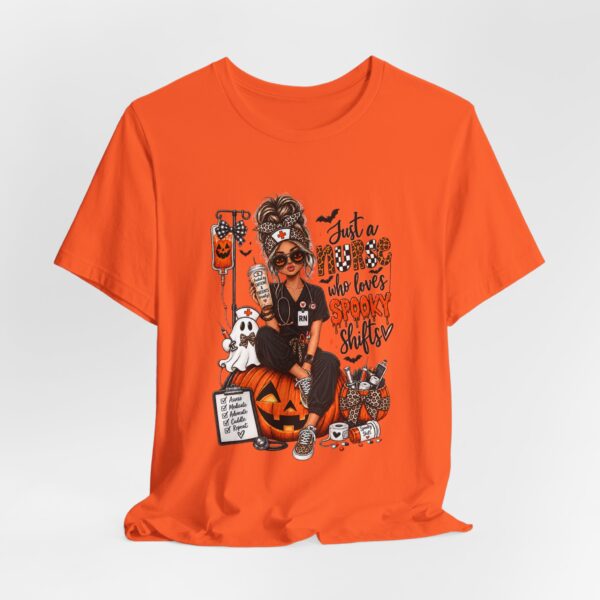 10584315234241994559_2048.jpeg Halloween Nurse T-Shirt — "Just a Nurse Who Loves Spooky Shift(s)" Graphic Tee