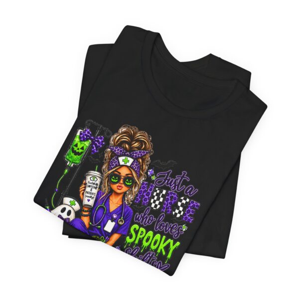 Nurse Halloween T-Shirt – "Just a Nurse Who Loves Spooky Stuff" Medical Halloween Tee