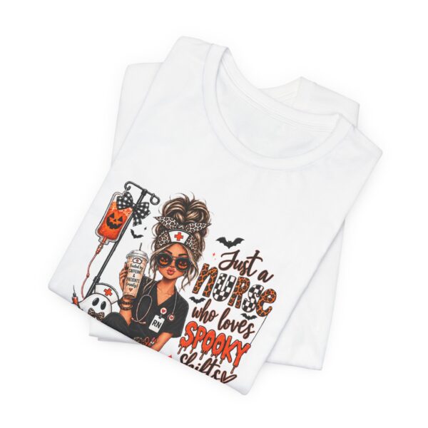 13705135093719158735_2048.jpeg Halloween Nurse T-Shirt — "Just a Nurse Who Loves Spooky Shift(s)" Graphic Tee
