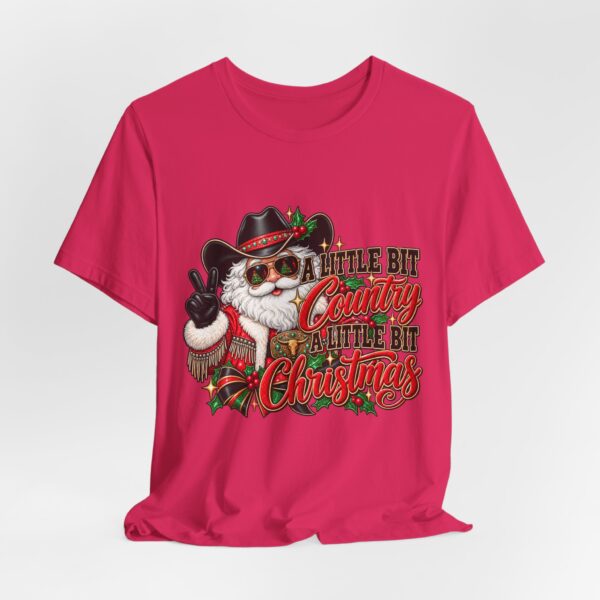 13956046751539392345_2048.jpeg Country Christmas Santa Tee — “A Little Bit Country, A Little Bit Christmas” Holiday T‑Shirt