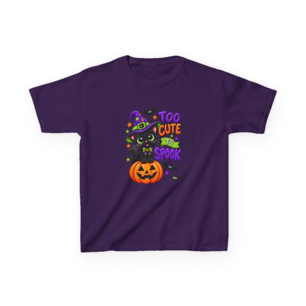 15121369688768165825_2048.jpeg Kids Halloween Tee — "Too Cute to Spook" Black Cat Pumpkin Design