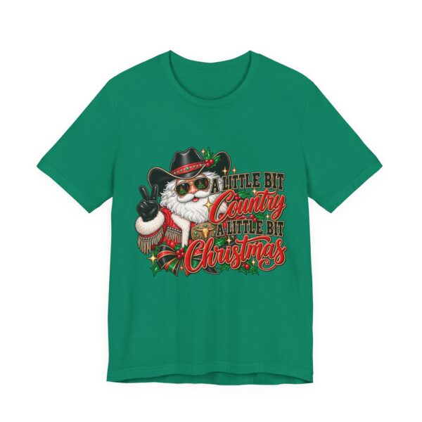 17560335844567578273_2048.jpeg Country Christmas Santa Tee — “A Little Bit Country, A Little Bit Christmas” Holiday T‑Shirt