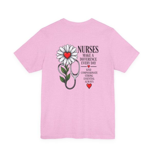 1768616265989748338_2048.jpeg Nurse Appreciation T-Shirt - "Nurses Make a Difference Every Day" Floral Stethoscope Design