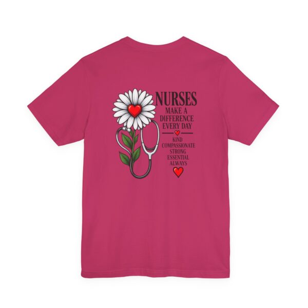 2508547763189343491_2048.jpeg Nurse Appreciation T-Shirt - "Nurses Make a Difference Every Day" Floral Stethoscope Design