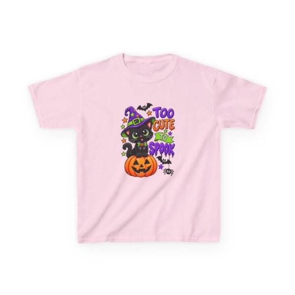 5024605103015942535_2048.jpeg Kids Halloween Tee — "Too Cute to Spook" Black Cat Pumpkin Design
