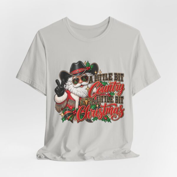 5358376169198088876_2048.jpeg Country Christmas Santa Tee — “A Little Bit Country, A Little Bit Christmas” Holiday T‑Shirt