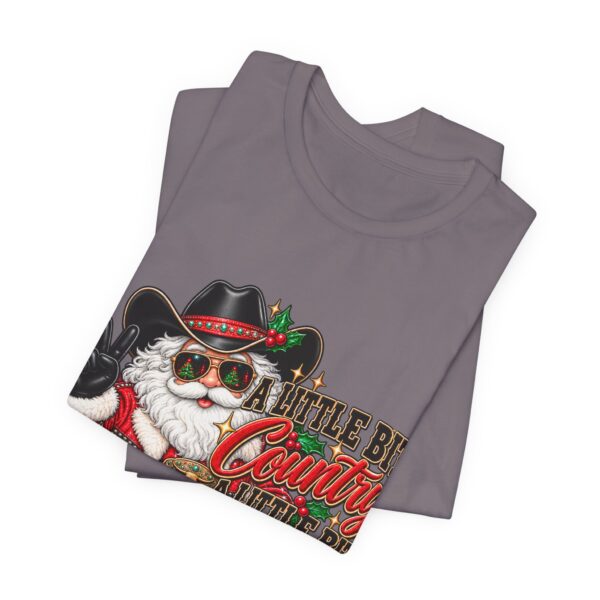 5824887630581384875_2048.jpeg Country Christmas Santa Tee — “A Little Bit Country, A Little Bit Christmas” Holiday T‑Shirt