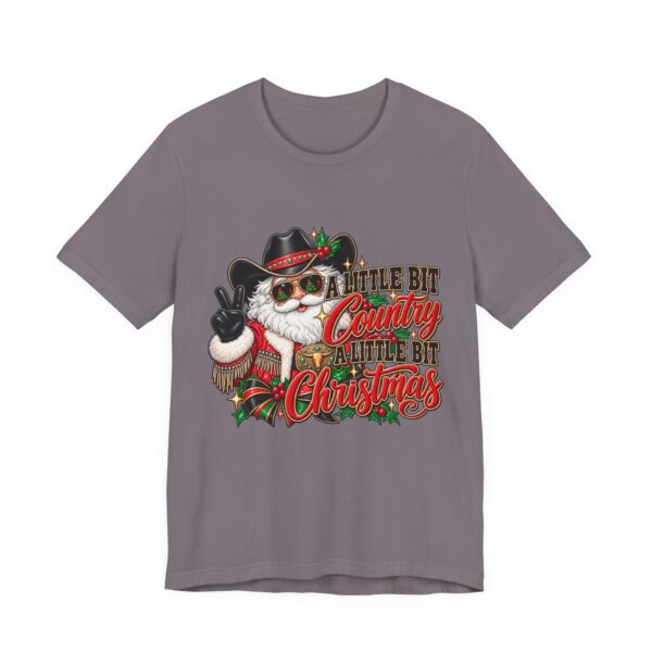 921616406057028938_2048.jpeg Country Christmas Santa Tee — “A Little Bit Country, A Little Bit Christmas” Holiday T‑Shirt